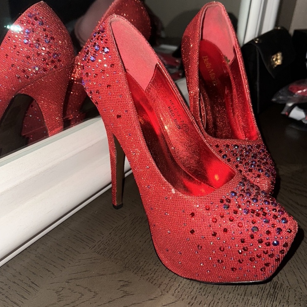NEW Red rhinestone with AB Crystal Heels!